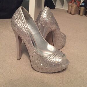 Sparkly silver stilettos